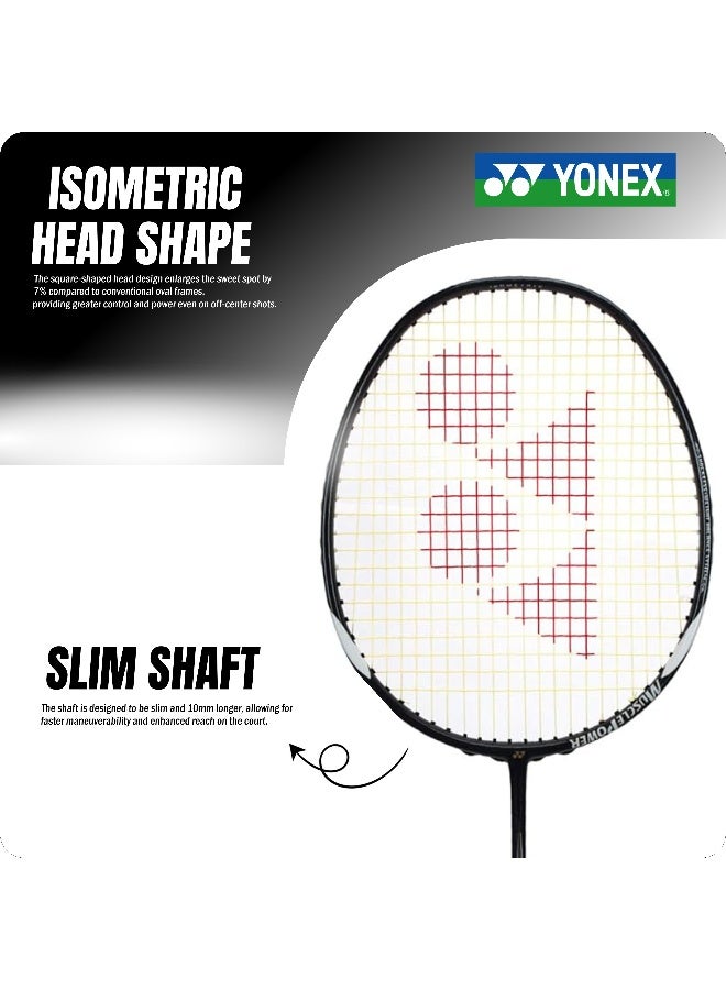 يونيكس مضرب تنس الريشة Yonex Muscle Power 29 Light مزود بأوتار كاملة - إطار خفيف الوزن عالي الأداء بتقنية Muscle Power للقوة والتحكم واللعب الشامل - Image 4